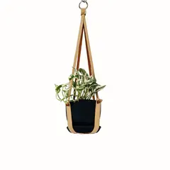 UN CUARTO VERDE - Colgador para plantas y macetas con Nudos de cuero 56cm