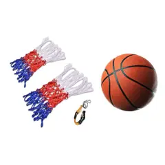 GENERICO - KIT 2 REDES PARA ARO DE BÁSQUET 8 ENGANCHES MÁS PELOTA N.º7