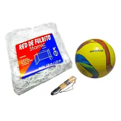 GENERICO - KIT 2 REDES FULBITO BLANCO RHT80 MÁS PELOTA FÚTBOL N.º 5