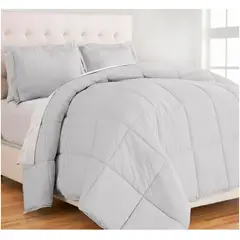 GENERICO - Edredón 1 Plaza con fundas de almohada algodón gris claro