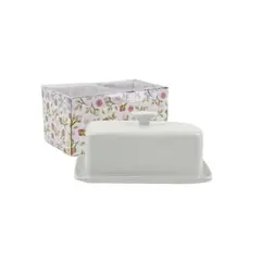 INSPIRA - Mantequillero de Cerámica Loza Blanco con Tapa
