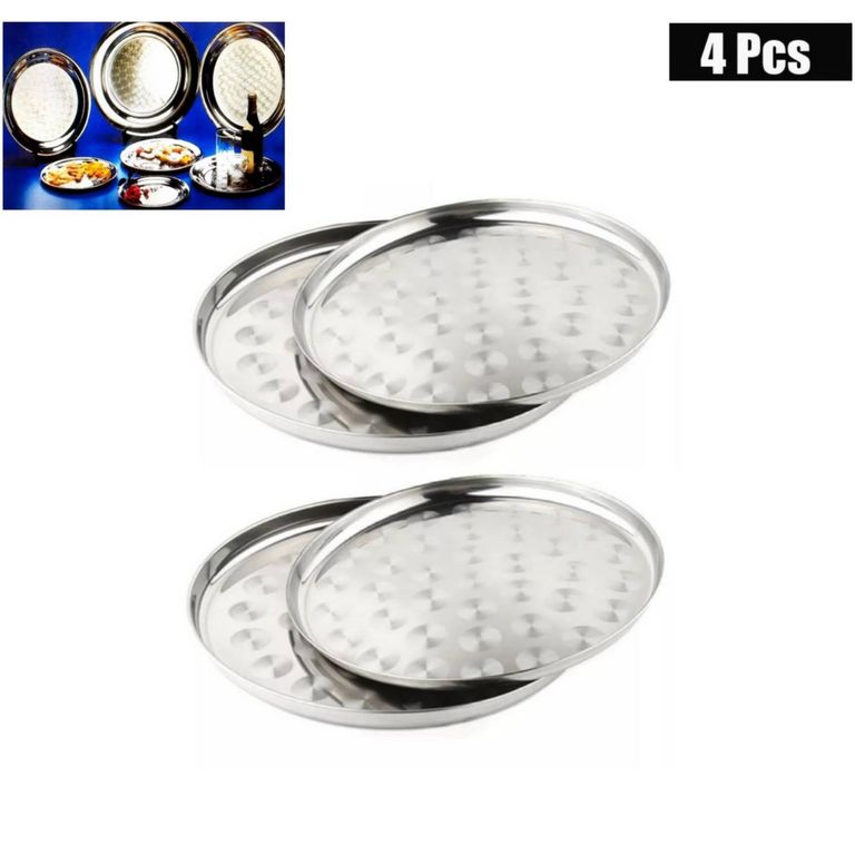 Set x 4 Bandejas azafates de acero inoxidable 28, 30, 33 y 36 cm