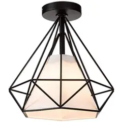 HOME NEAT - Lámpara de techo diamante colgante iluminación industrial ø25cm negro