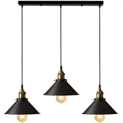 HOME NEAT - Lámpara de techo industrial vintage 3 luces E27 Negro