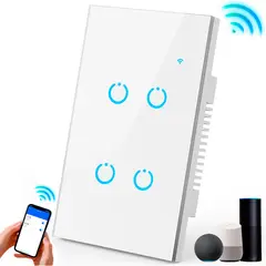 GENERICO - Interruptor Inteligente Universal Wifi Luz Smart Blanco Alexa 4 Bandas