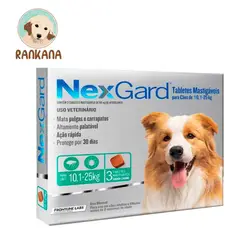 NEXGARD - Antipulgas para Perros de 10.1 a 25 kg x 3 tabletas