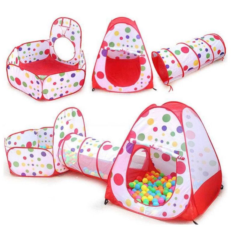 Carpa Tunel Piscina Oceano para Niños ROJO