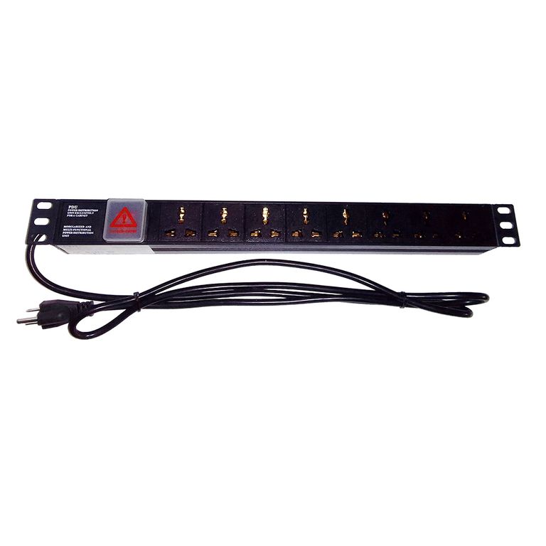 PDU regleta de ENERGIA 8 tomas para rack - metal- CORDON 1.8 metros
