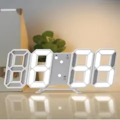 GENERICO - Reloj Despertador Alarma Digital para Decoración 3D Minimalista Blanco