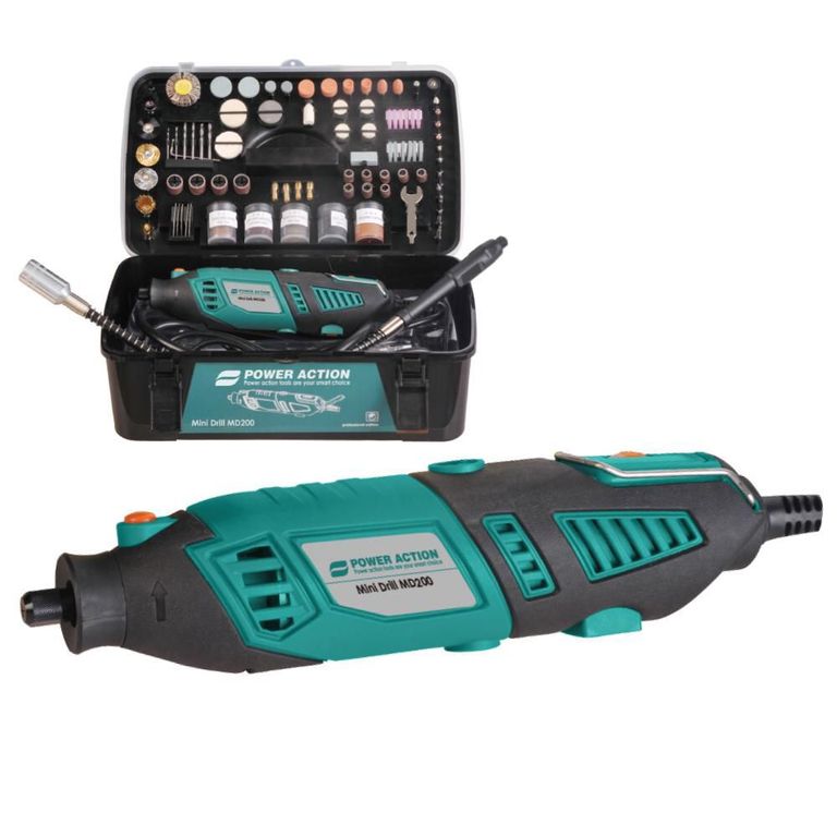 Minitaladro Kit 218 Piezas Power Action 200W Profesional