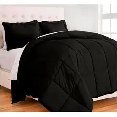 GENERICO - Edredón Queen con fundas de almohada algodón negro