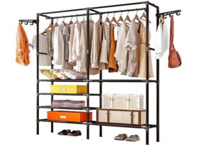 Ropero Perchero Organizador Armario Closet Armable 2 Cuerpos Negro