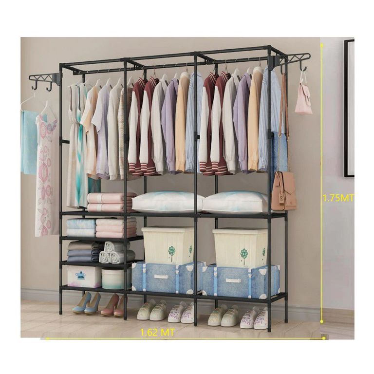 Ropero Perchero Organizador Armario Closet Armable 3 Cuerpos Negro