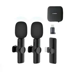 KREED - Micrófono Inalámbrico Solapero 2 en 1 Tipo C + Adaptador para iPhone