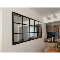 GENERICO - Espejo estilo ventana de hierro 180x90 cm