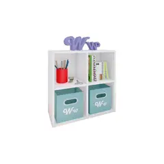 WONDER WOOD MUEBLERIA - Organizador Juguetero Montessori de 4 Compartimientos Melamina Blanca
