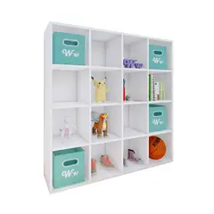 WONDER WOOD MUEBLERIA - Organizador Juguetero Montessori Wonder Wood Muebleria de 16 Compartimientos Melamina Blanca