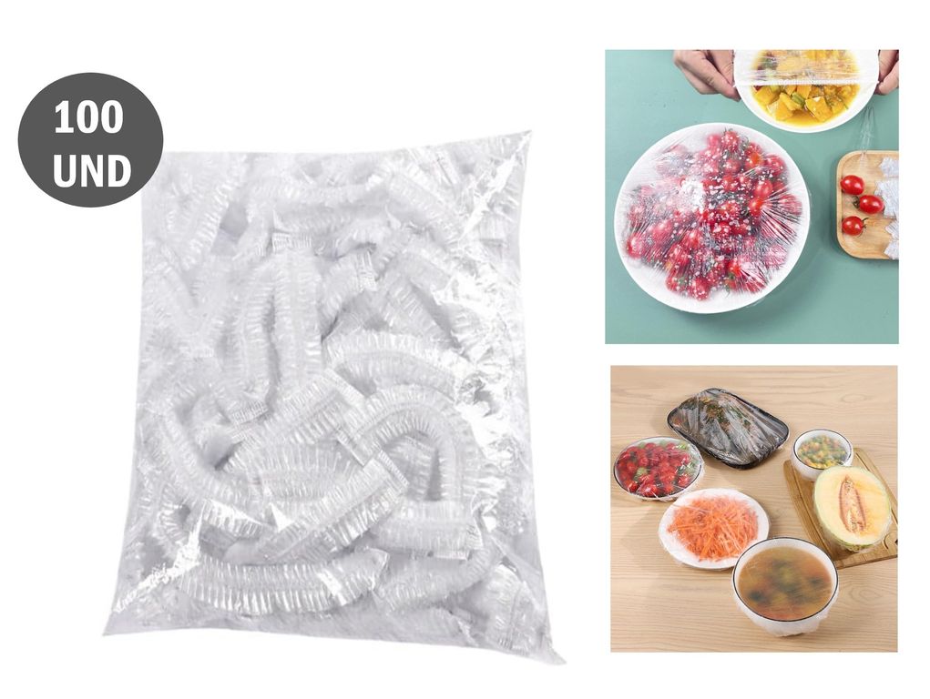 100 bolsas elásticas multiusos de plástico para conservar alimentos