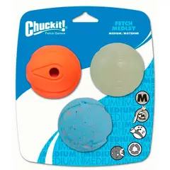 CHUCKIT - Juguete Pack de 3 Pelotas Fetch Medley Mediano
