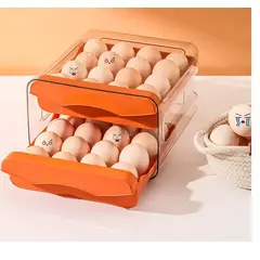 GENERICO - Porta Huevos Organizador Dos Niveles Naranja