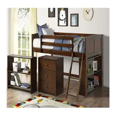 DMUEBLES - DM Cama Alta 1 Plaza + Cajonera + 2 Repiseros Roma