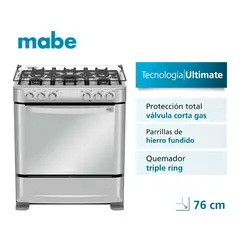 MABE - Cocina de piso a gas 76 cm Inox Mabe CMP7640FX0