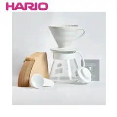 HARIO - Kit cerámica Blanco V60 Dripper 1-4 Tazas