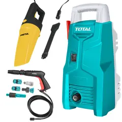 TOTAL TOOLS - Combo Hidrolavadora alta presión 1200W 1300 PSI, aspirador 12V