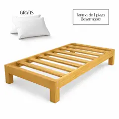 GENERICO - Tarima Desarmable 1 Plaza Madera Capirona Cama + Almohada