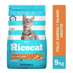 RICOCAT - Adultos Pollo, Sardina y Salmón 9 Kg