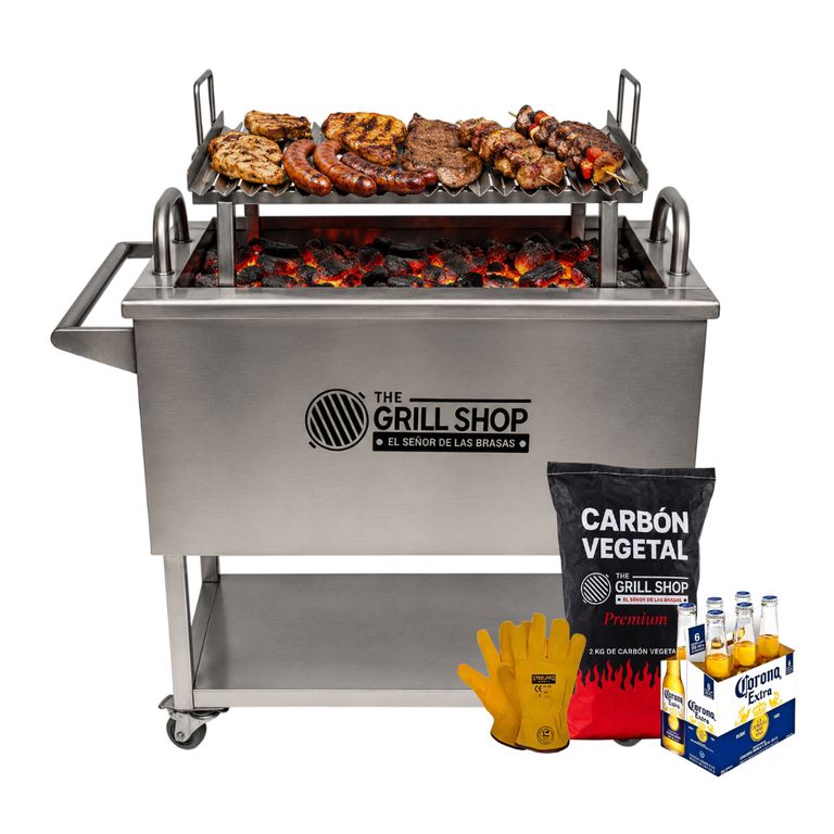 Caja china mediana full acero inoxidable Carbón Cerveza Guantes