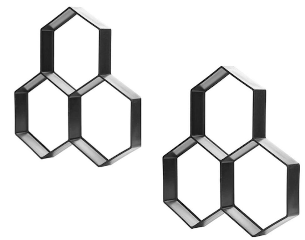 PACK 2 MOLDE PARA PISO CEMENTO PLANTILLAS MODELO HEX 36X36CM
