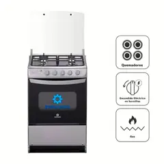 INDURAMA - Cocina a Gas 4 Quemadores Coruña Spazio Plus Gris