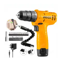 INGCO TOOLS - COMBO TALADRO ATORNILLADOR INALÁMBRICO 12V EXTENSOR PUNTAS DADOS