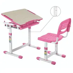 GENERICO - ERGOKID Escritorio con Silla para Niña Mesa Estudio Ajustable -Rosado