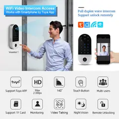 GENERICO - Video Portero Timbre Smart Camara Tuya WiFi 24Ghz Acceso Clave PST-VC1