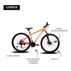 CROSSBIKE - Bicicleta Aro 27.5 Vigorous Naranja