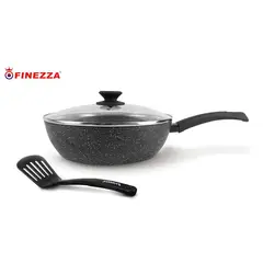 FINEZZA - Sarten con Tapa 28 cm con espatula  Roca Volcanica