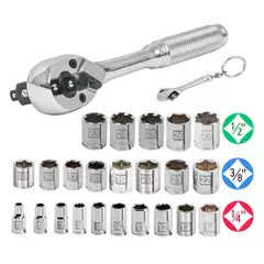 TRUPER - Juego de dados, Ratchet triple encastre 25 Pzas