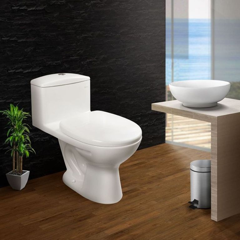Combo Inodoro one piece ibiza con bowl para baño bari blanco vainsa