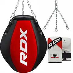 RDX - RDX SACO DE BOXEO BOLA DE DEMOLICON SET 3 PIEZAS ROJO/NEGRO (sin relleno)