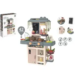 GENERICO - Cocina para Niños Vapor,Luz y Agua 63cm con 42 piezas