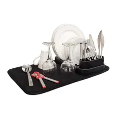 JOIE - Escurridor platos con tapete plegable negro