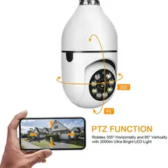 GENERICO - Foco Cámara Espía Smart 360° de Seguridad Wifi Visión Nocturna Altavoz
