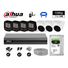 DAHUA - KIT 7 CÁMARAS SEGURIDAD FULLHD + 1TB MAYOR ALCANCE VARIFOCAL