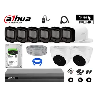 DAHUA - CÁMARAS SEGURIDAD KIT 8 FULLHD + 2TB MAYOR ALCANCE VARIFOCAL