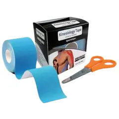 GENERICO - VENDAJE CINTA TAPE KINESIOLÓGICA 5CM X 5M CELESTE MÁS TIJERA