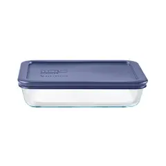 PYREX - Fuente Rectangular 750ml con tapa plastica - Azul - Sku24104