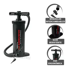 GENERICO - Hinchador Manual Negro con Boquilla Intercambiables