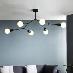 MMDH - Lámpara de araña moderna para sala de estar cla112-Negro